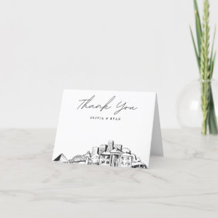 Memphis Skyline Sketch Blank Thank You Card