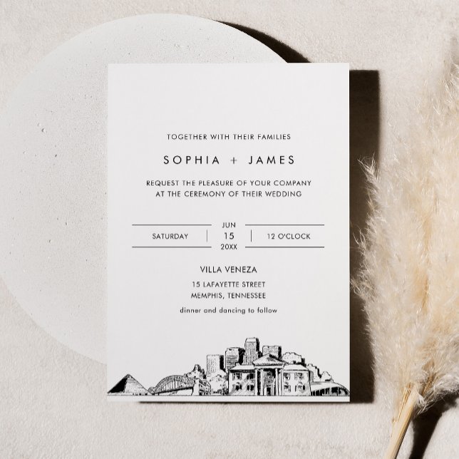 Memphis Skyline Wedding Invitation with Photo (Creator Uploaded)