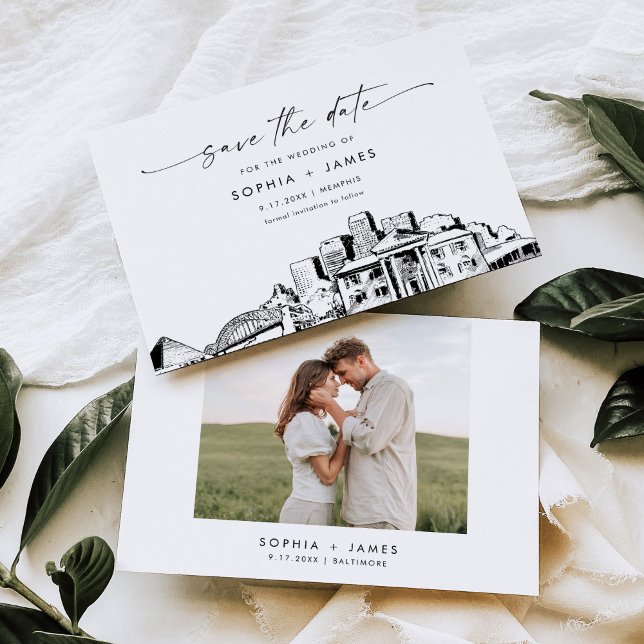 Memphis Skyline Wedding Save the Date Card (Creator Uploaded)