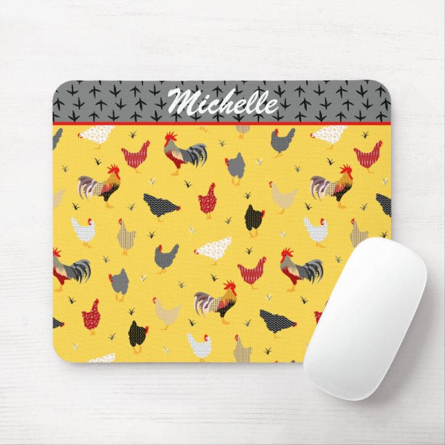 Memphis Style Chicken Farm Mouse Mat (With Mouse)