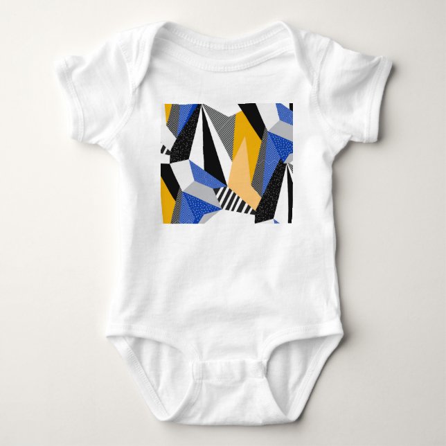 Memphis Style: Creative Geometric Collage. Baby Bodysuit (Front)