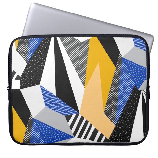 Memphis Style: Creative Geometric Collage. Laptop Sleeve (Front)