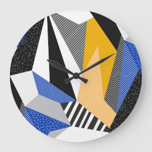 Memphis Style: Creative Geometric Collage. Large Clock