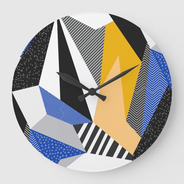 Memphis Style: Creative Geometric Collage. Large Clock (Front)