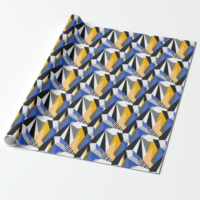 Memphis Style: Creative Geometric Collage. Wrapping Paper (Unrolled)