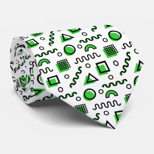 Memphis Style Geometric Pattern 110719 - Green Tie