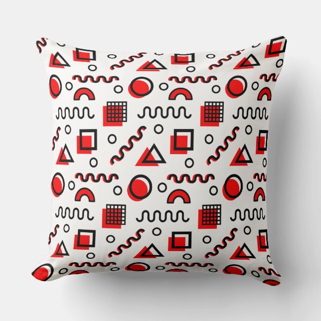 Memphis Style Geometric Pattern 110719 - Red Cushion (Front)