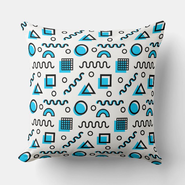 Memphis Style Geometric Pattern 110719 - Sky Blue Cushion (Front)