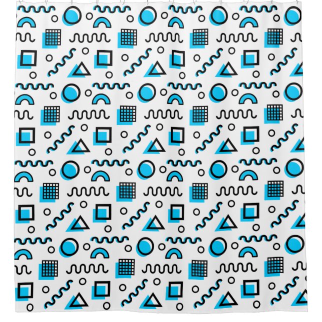 Memphis Style Geometric Pattern 110719 - Sky Blue Shower Curtain (Front)