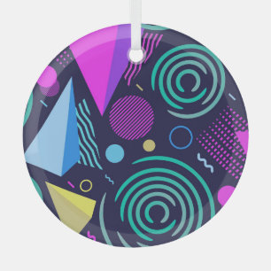 Memphis Style Geometric Shapes Glass Tree Decoration