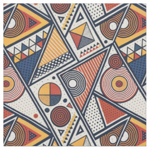 Memphis Style Geometric Shapes & Lines Pattern Art Fabric