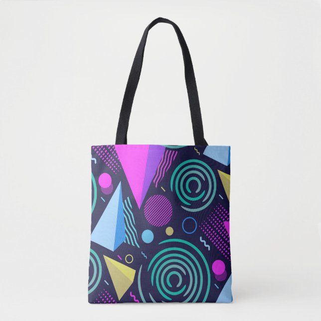 Memphis Style Geometric Shapes Tote Bag (Front)