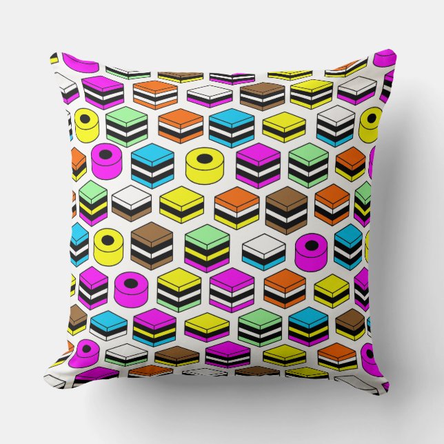 Memphis Style Liquorice Allsorts Pattern Cushion (Front)