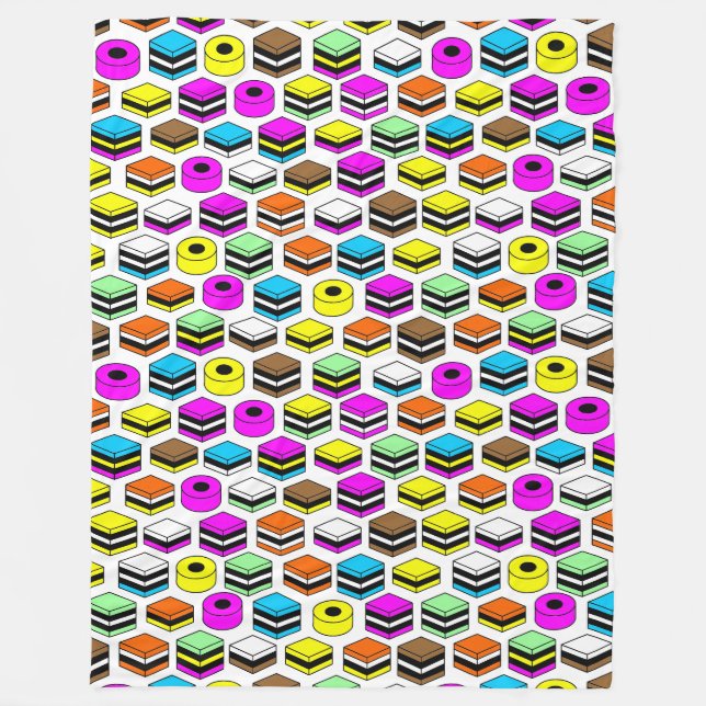 Memphis Style Liquorice Allsorts Pattern Fleece Blanket (Front)