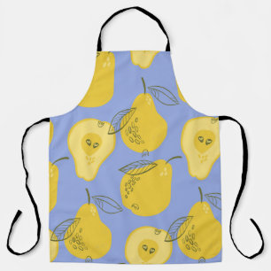 Memphis style pears: blue background. apron