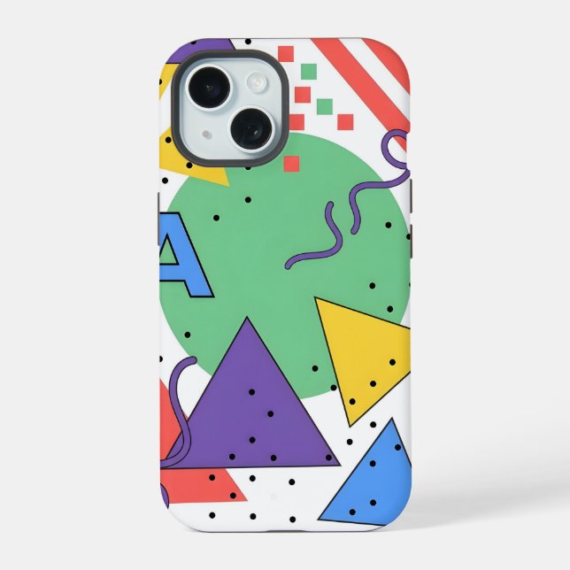 Memphis Style Phone Case Dopamine Decor Bold Geome (Back)