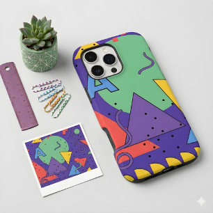 Memphis Style Phone Case Dopamine Decor Bold Geome