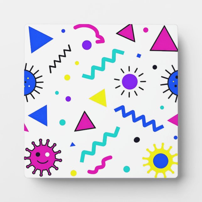 Memphis Style Retro Virus Pattern Neon Plaque (Front)