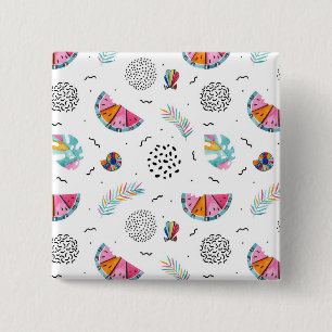 Memphis Style Tropical Summer Pattern 15 Cm Square Badge