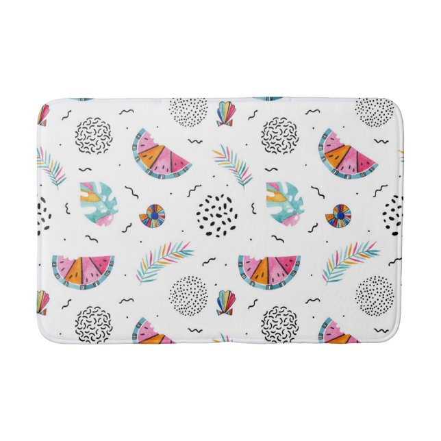 Memphis Style Tropical Summer Pattern Bath Mat (Front)