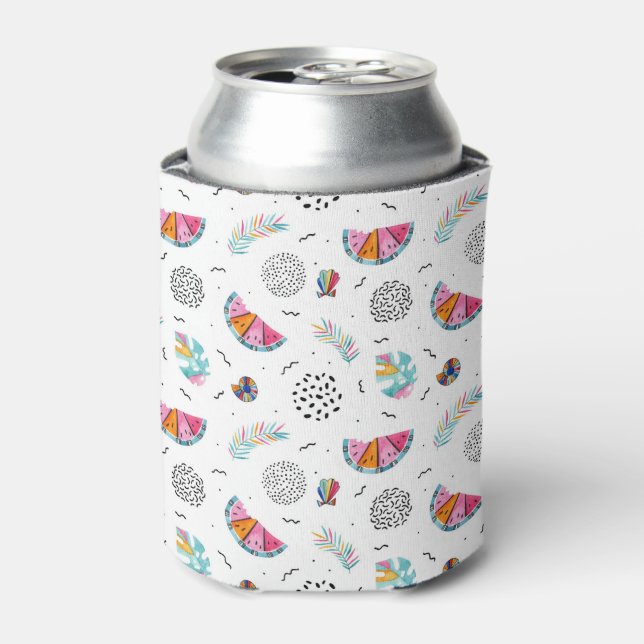 Memphis Style Tropical Summer Pattern Can Cooler (Can Front)