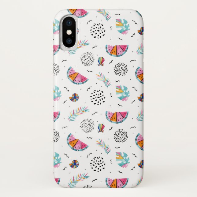 Memphis Style Tropical Summer Pattern Case-Mate iPhone Case (Back)
