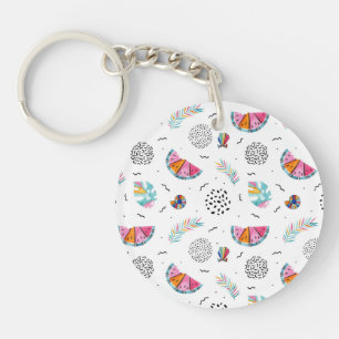 Memphis Style Tropical Summer Pattern Key Ring