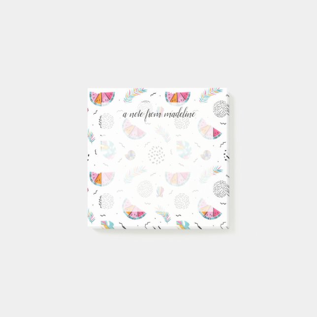 Memphis Style Tropical Summer Pattern Post-it Notes (Front)