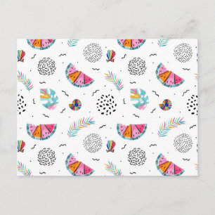Memphis Style Tropical Summer Pattern Postcard