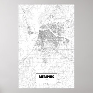Memphis, Tennessee (black on white) Poster