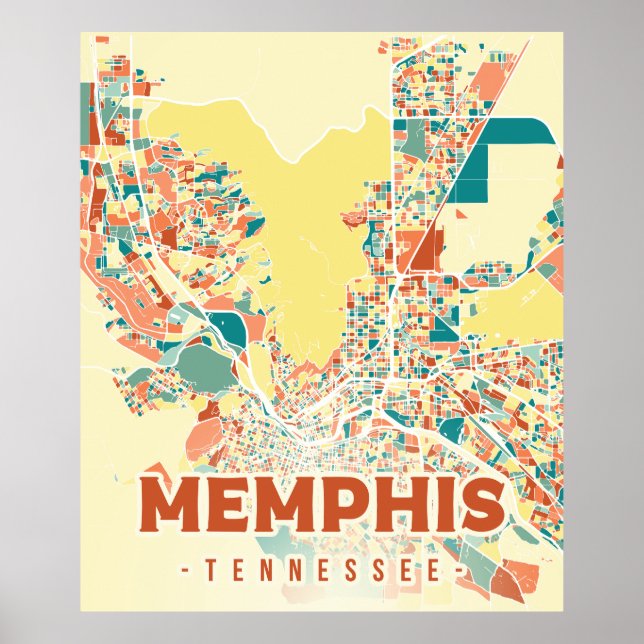 Memphis Tennessee city colourful map retro vintage Poster (Front)