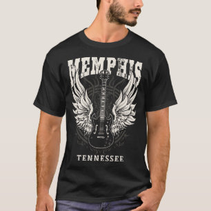 Memphis Tennessee Distressed Guitar Angel Wings Mu T-Shirt