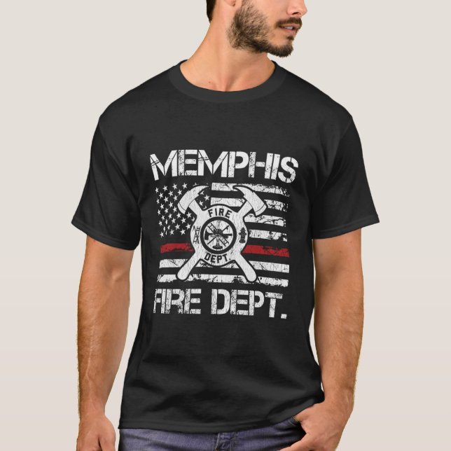 Memphis Tennessee Fire Dept Thin Red Line Fire T-Shirt (Front)