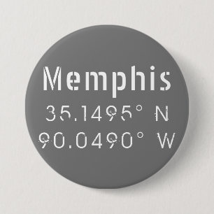 Memphis Tennessee Longitude Latitude  7.5 Cm Round Badge