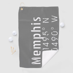 Memphis Tennessee Longitude Latitude  Golf Towel