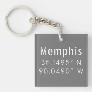 Memphis Tennessee Longitude Latitude   Key Ring