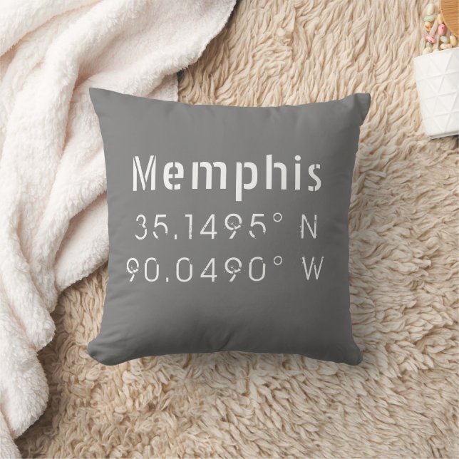 Memphis Tennessee Longitude Latitude Throw Pillow (Blanket)