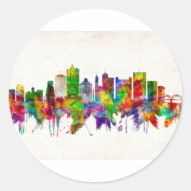 Memphis Tennessee Skyline Classic Round Sticker (Front)
