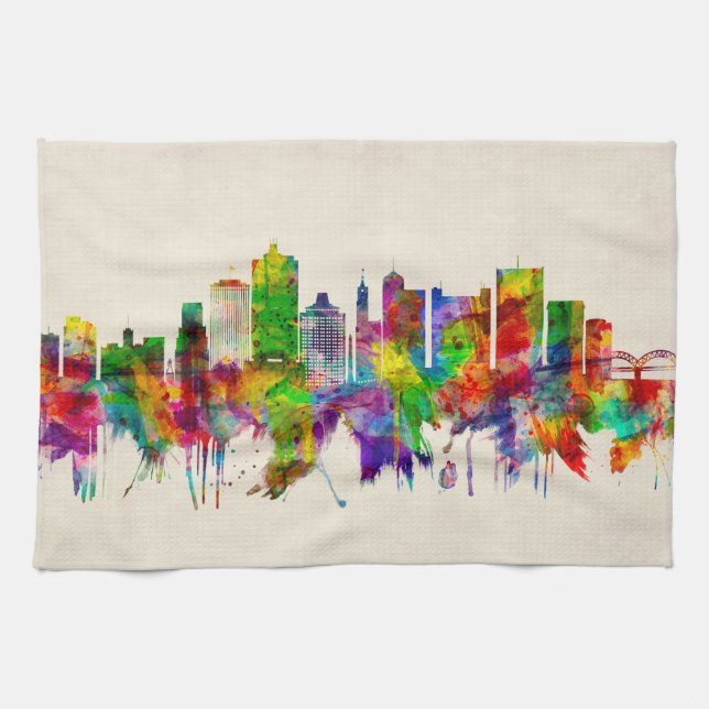 Memphis Tennessee Skyline Tea Towel (Horizontal)