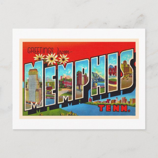 Memphis Tennessee TN Vintage Large Letter Postcard (Front)