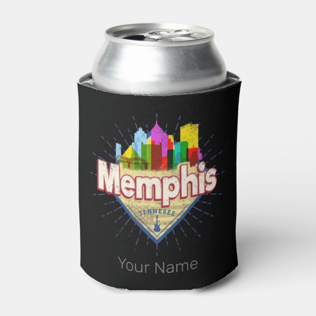 Memphis Tennessee United States Retro Skyline Can Cooler (Can Front)