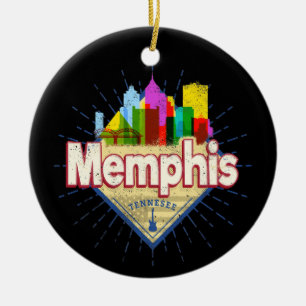 Memphis Tennessee United States Retro Skyline Ceramic Tree Decoration