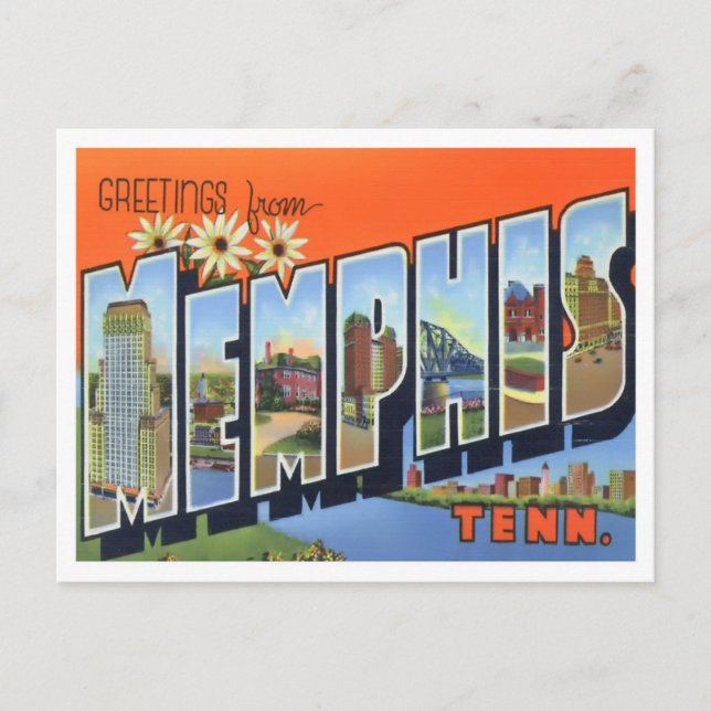 Memphis, Tennessee Vintage Big Letters Postcard (Front)