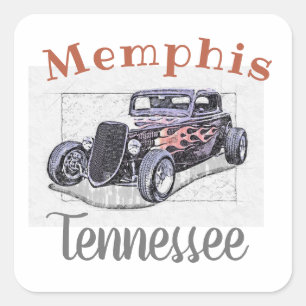 "Memphis Tennessee" Vintage Hotrod Square Sticker