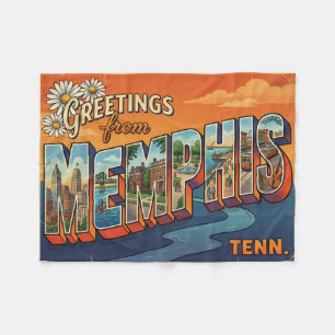 Memphis Tennessee Vintage Travel Fleece Blanket