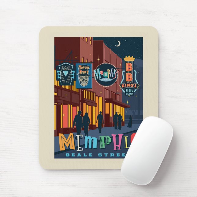 Memphis, TN | Beale Street Neon Mouse Mat (With Mouse)