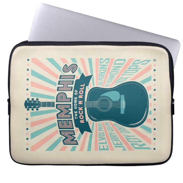 Memphis, TN: Guitar Series | Rock-N-Roll Laptop Sleeve (Front)