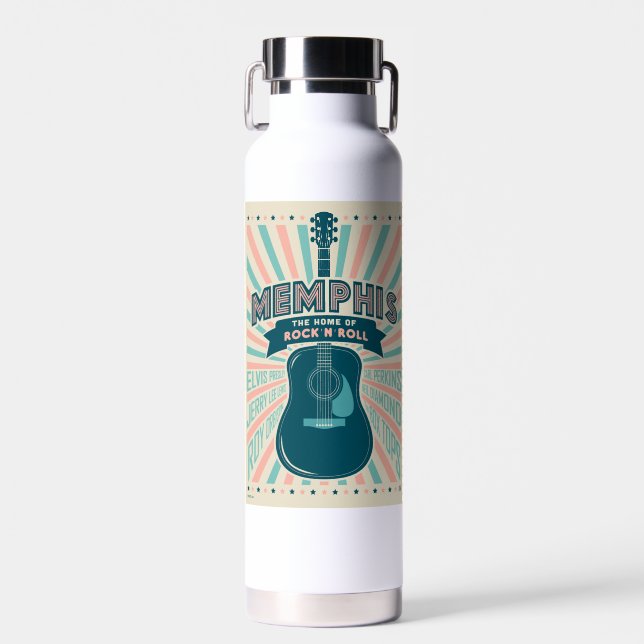 Memphis, TN: Guitar Series | Rock-N-Roll Water Bottle (Front)