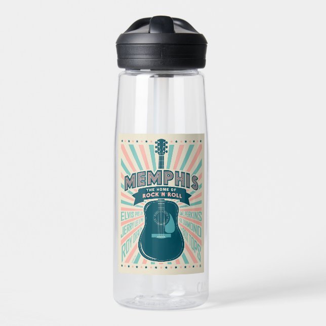 Memphis, TN: Guitar Series | Rock-N-Roll Water Bottle (Front)