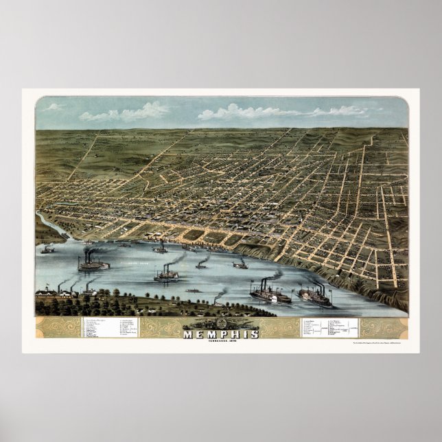Memphis, TN Panoramic Map - 1870 Poster (Front)